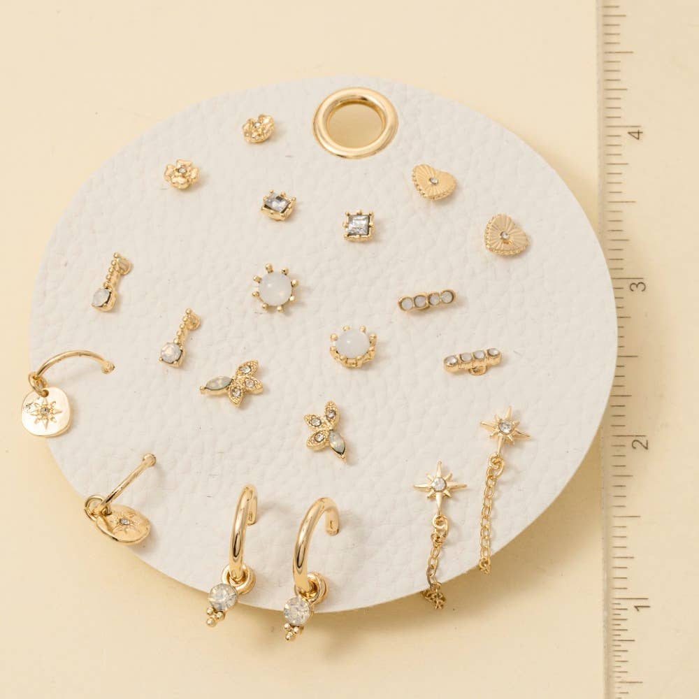 Ten Pair Assorted Mini Earrings Set: GDWOP