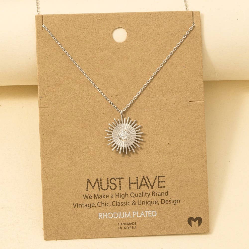 Circle Sun Shine Ray Pendant Necklace: G