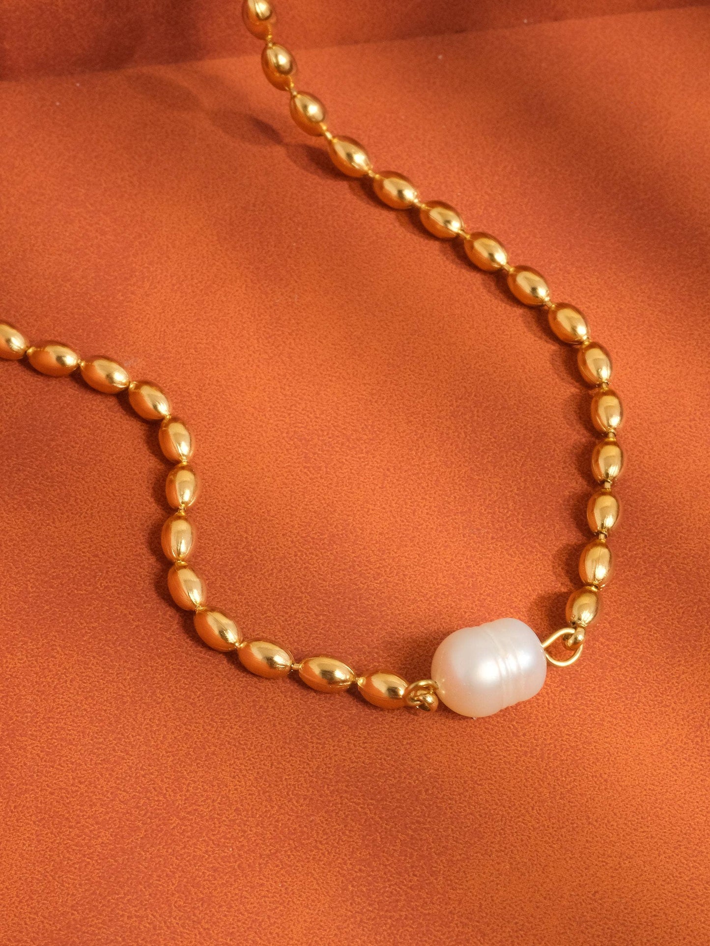 Vigne 18K Gold Non-Tarnish Pearl Ball Chain Necklace: Yellow Gold