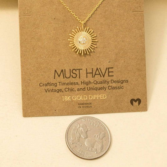 Circle Sun Shine Ray Pendant Necklace: G