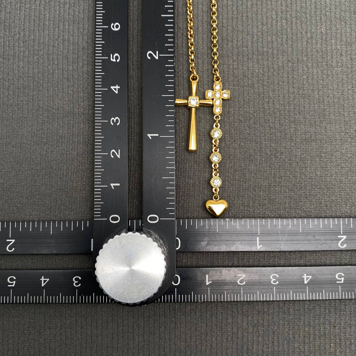Double Cross Charm 18K Gold Plated S.Steel Necklace - FGS