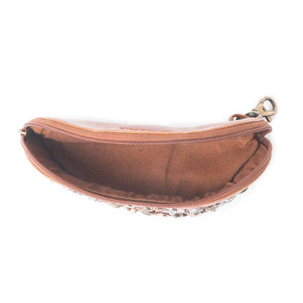 Eclipse Charm Leather Sunglass Case in Brown: Brown