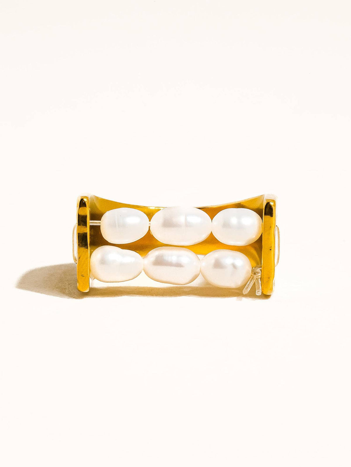 Romane 18K Gold Non-Tarnish Beaded Pearl Ring: Yellow Gold