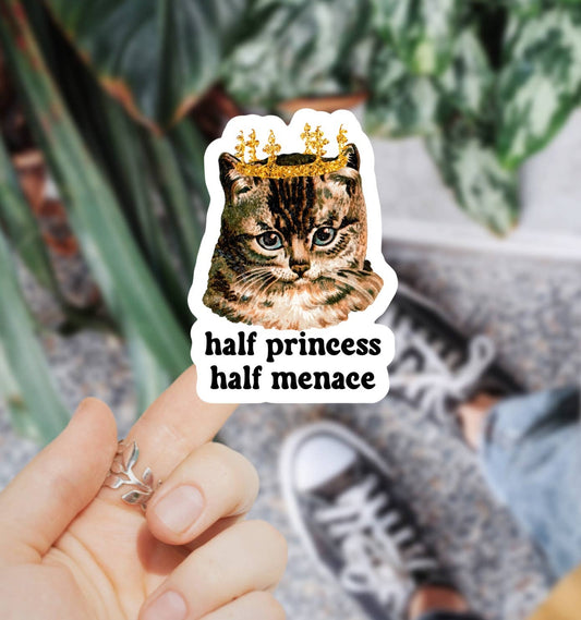 Half Princess Half Menace Cat Sticker