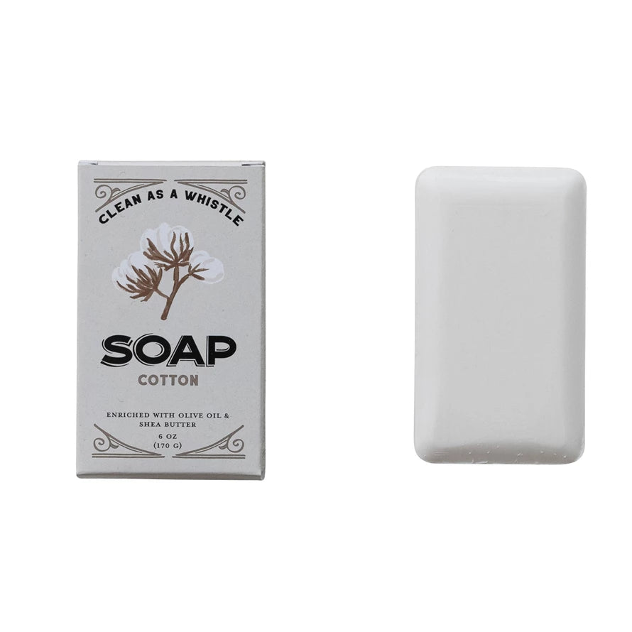 Cotton Scented Olive Oil & Shea Butter Triple Milled Bar Soap, Made In The U.S.A.