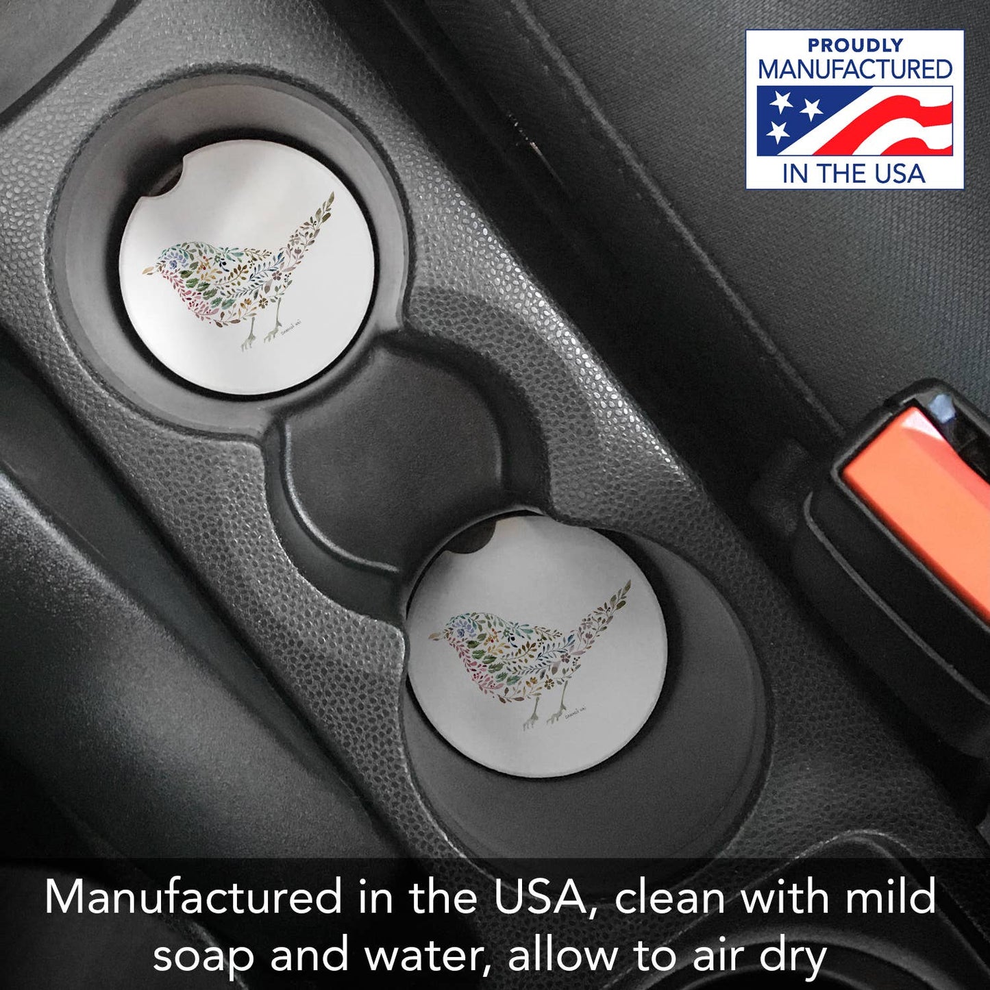 "From Nature Bird" Absorbent Stone Car Coaster