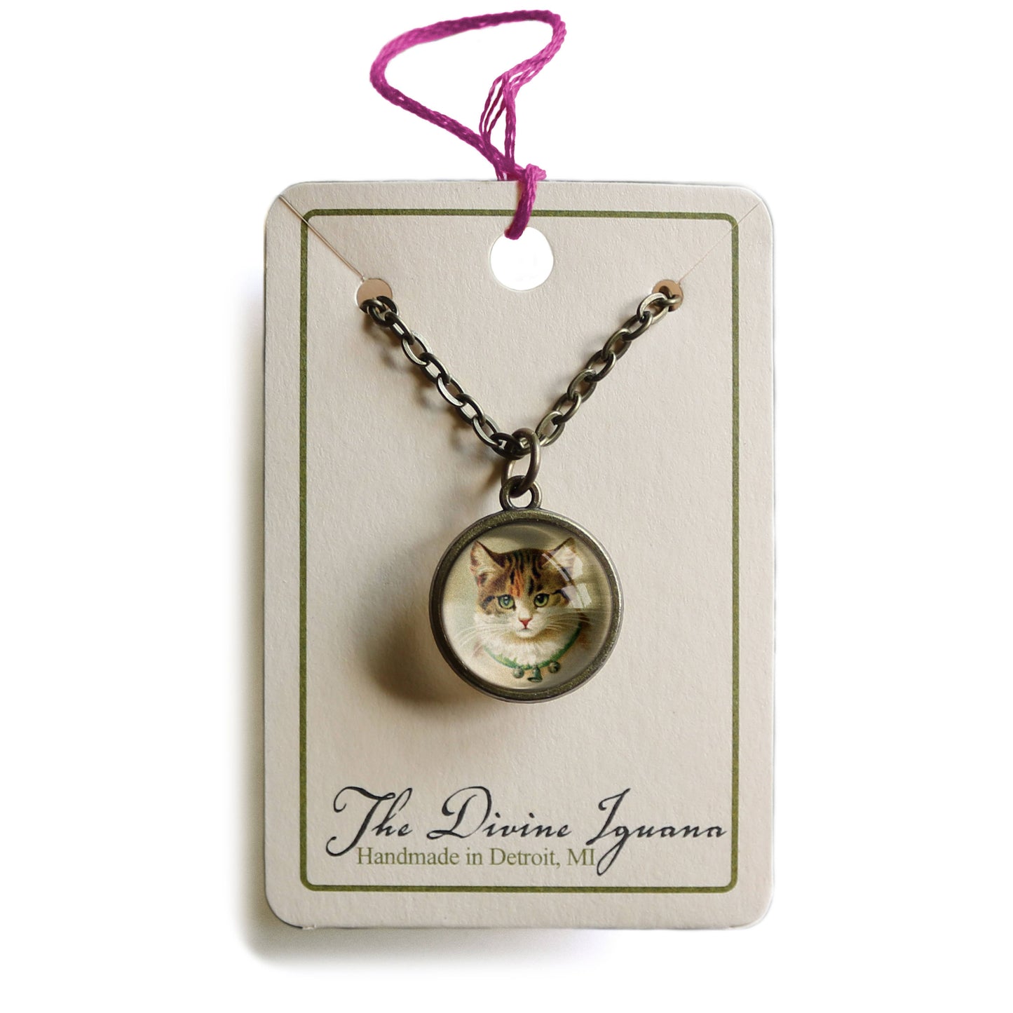 Calico Cat Simple Reversible Pendant Necklace