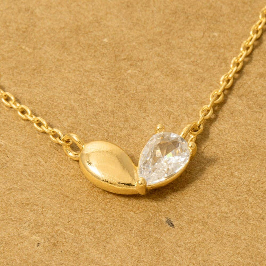 Gold Dipped Cz Heart Shape Pendant Necklace: G
