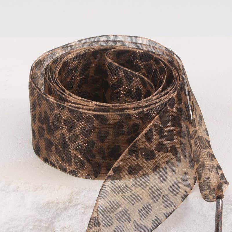 ANIMAL SATIN ORGANZA PAIR SHOE LACES | 40SD107: Brown