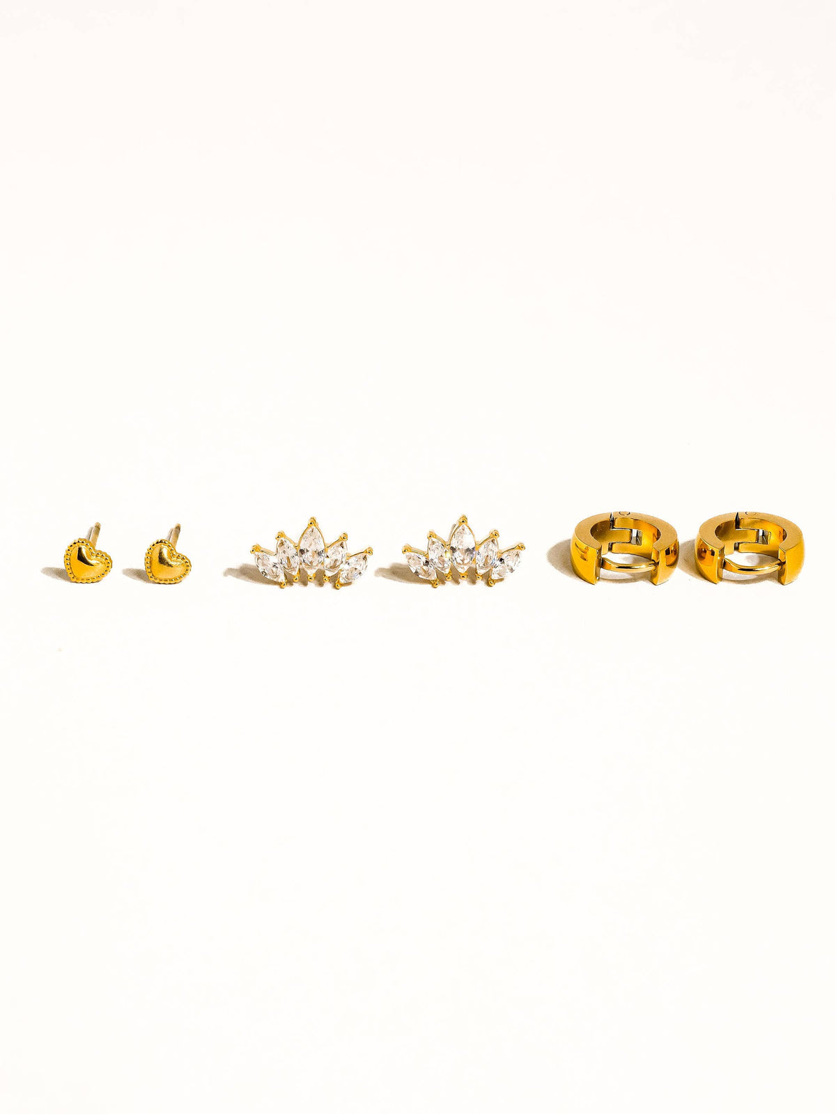 Anouk 18K Gold Non-Tarnish Hearts, Hoops &CZ Earring: Yellow Gold