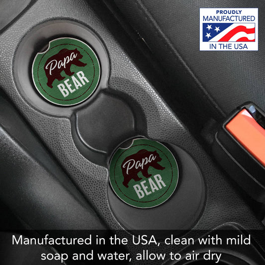 Papa Bear Absorbent Stone Car Coaster-