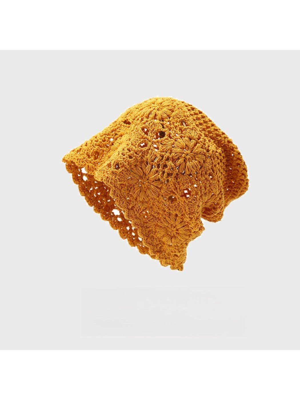 Haila - Bohemian Women's Openwork Crochet Beanie: Yellow