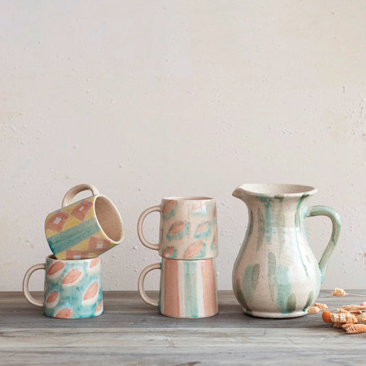 24 oz. Hand-Painted Terra-cotta Mug, 4 Styles