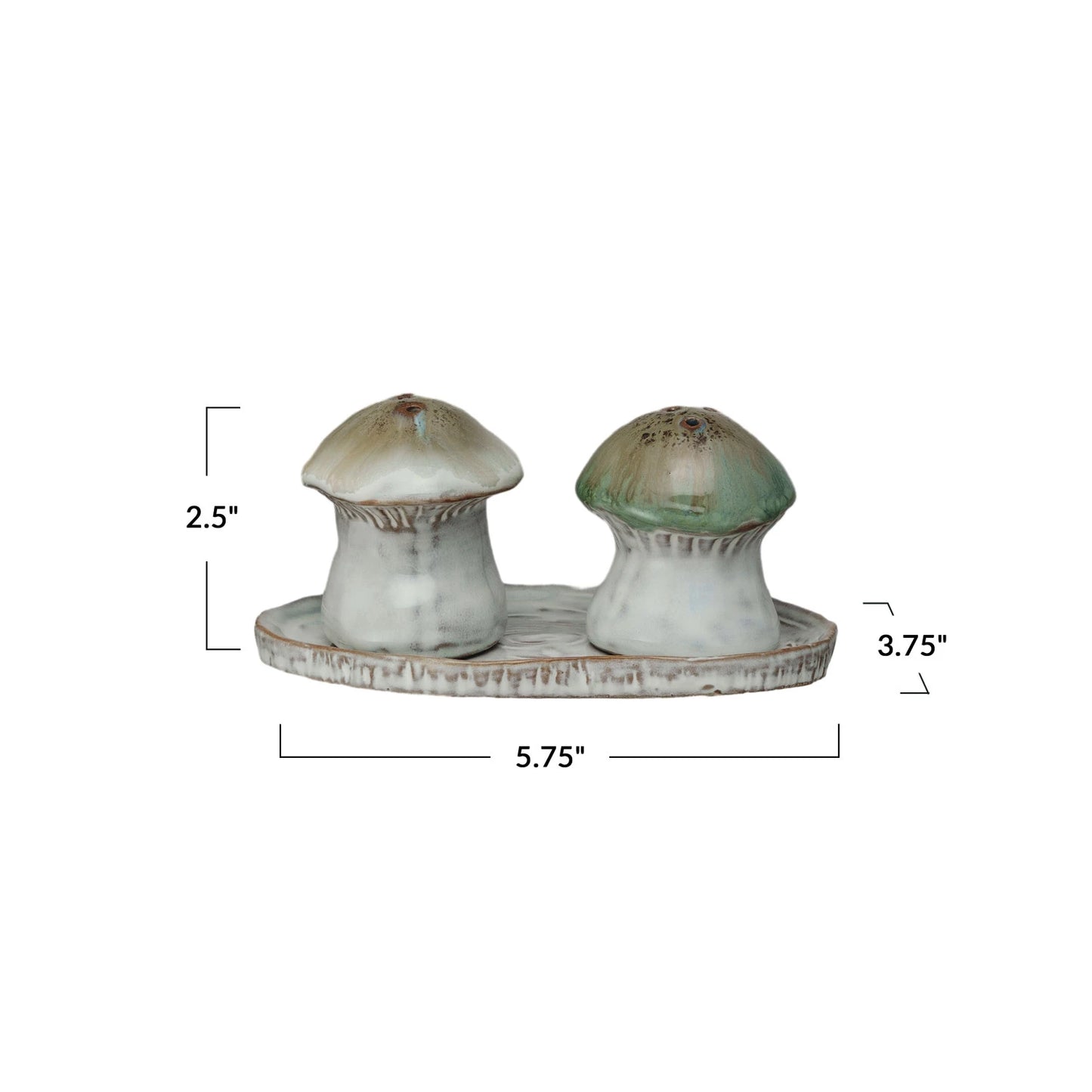 Stoneware Salt & Pepper Shakers w/ Tray, Set of 3