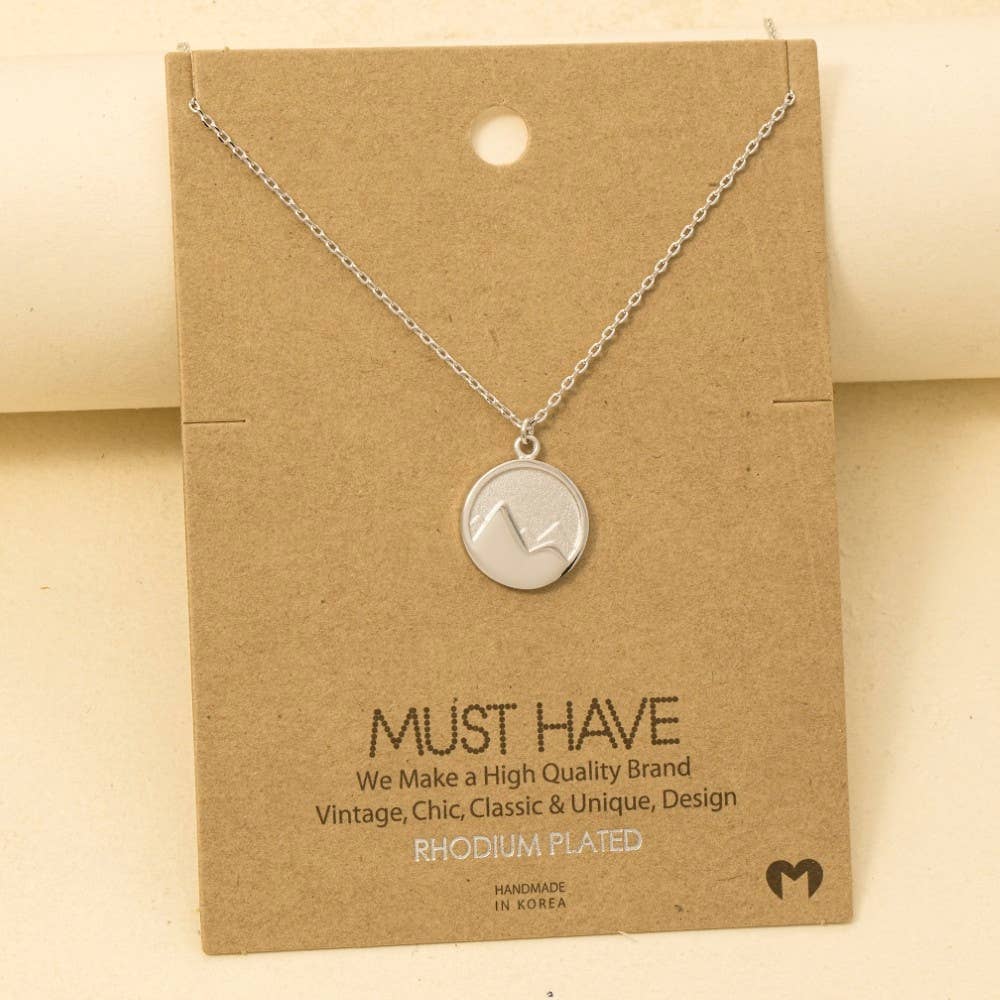 Gold Dipped Mountain Coin Pendant Necklace: G