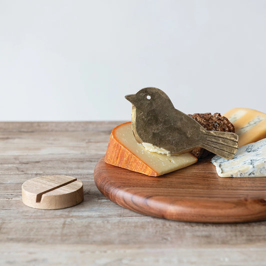 Hand-Forged Metal Bird Shaped Cheese Knife with Mango Wood Stand