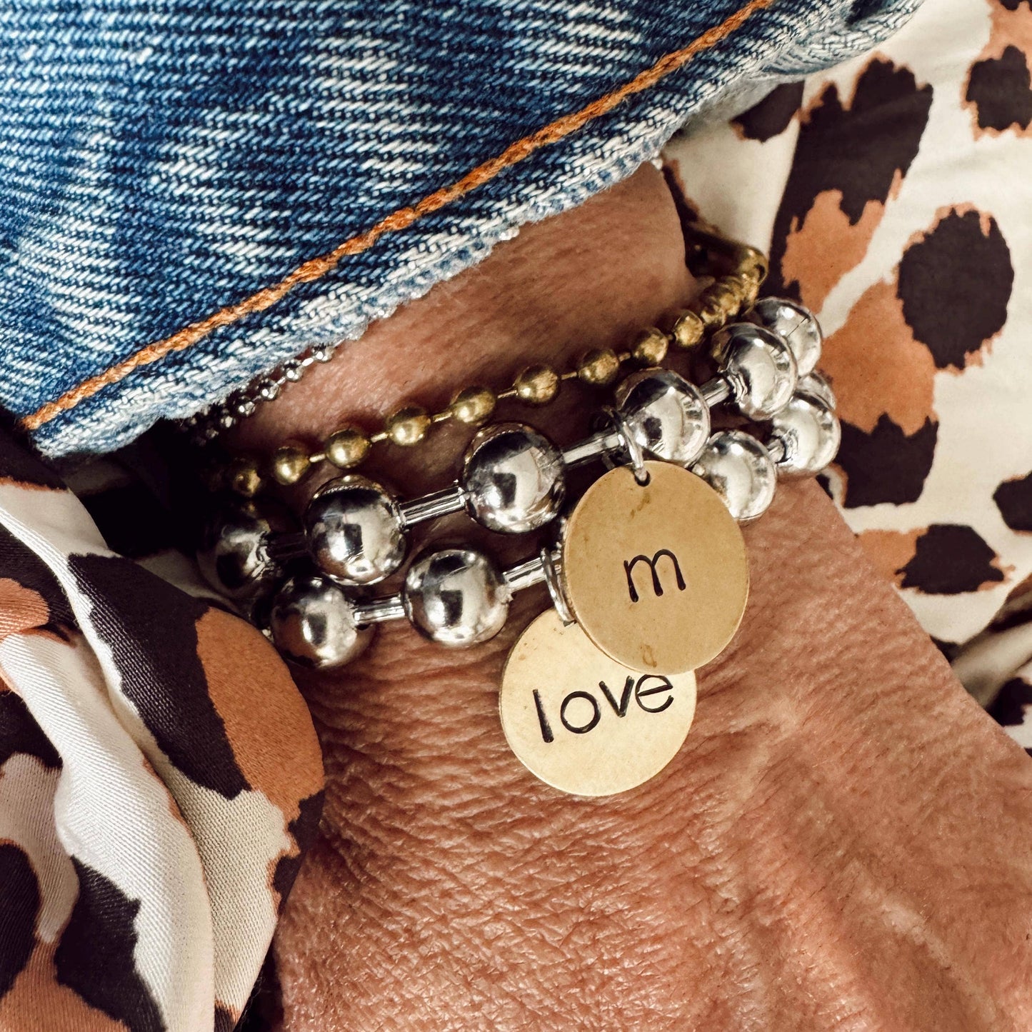 Chunky Brass Love Tag Bracelet: 7