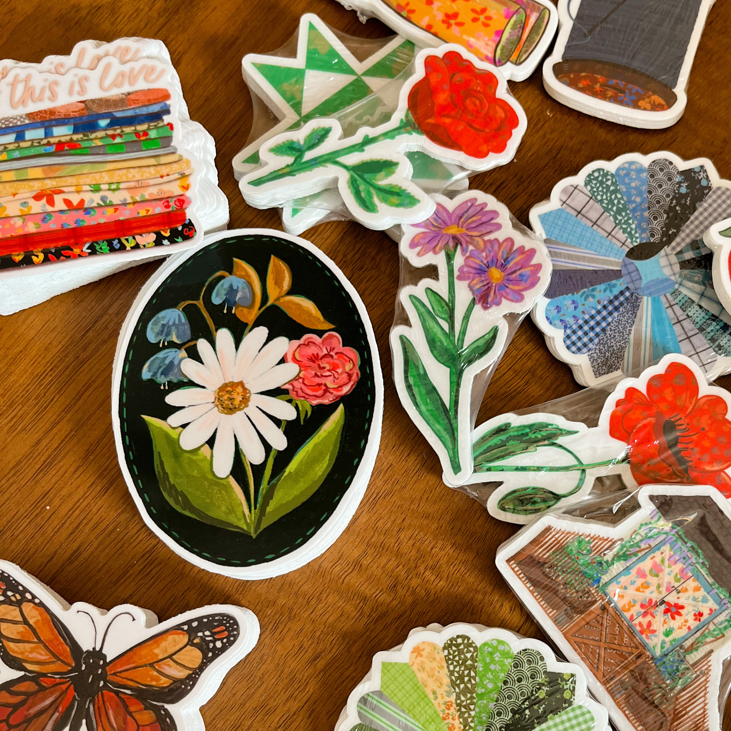 Daisy Flower Vinyl Stickers, Flower Garden Sticker, Black
