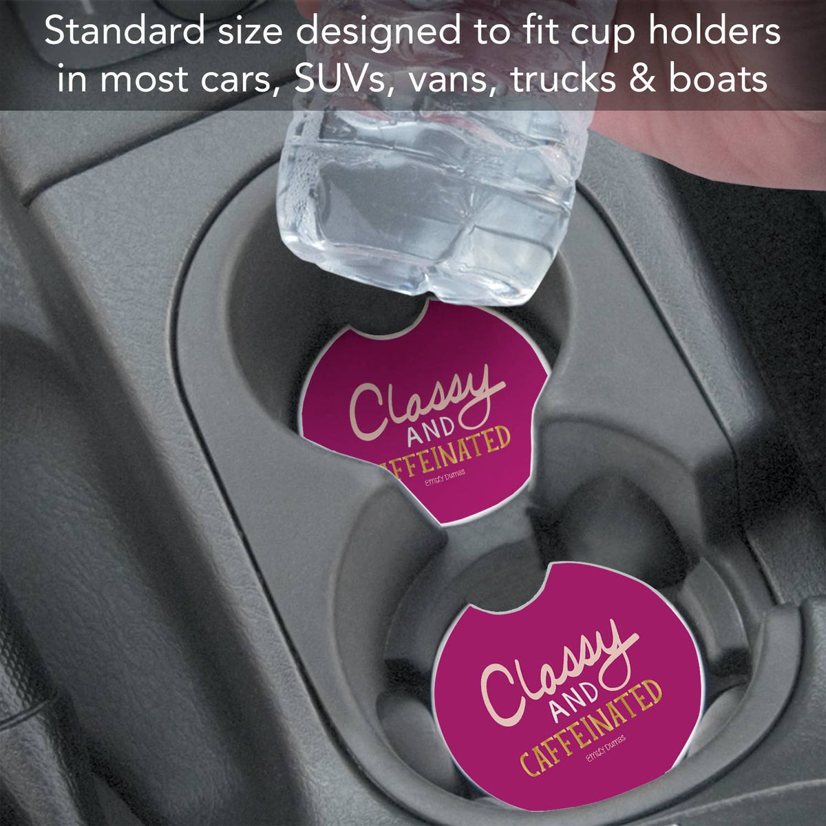"Classy & Caffeinated" Absorbent Stone Car Coaster 1pk