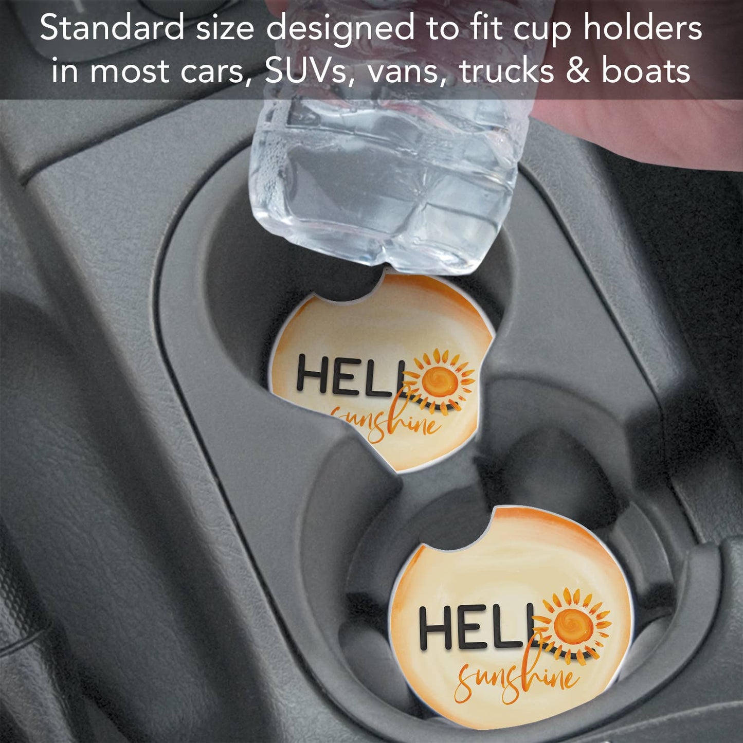 Hello Sunshine Absorbent Stone Car Coaster 1 Pk