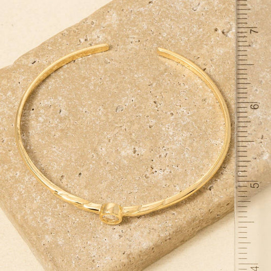 Minimalist Gold Dipped Cz Stud Cuff Bracelet: G