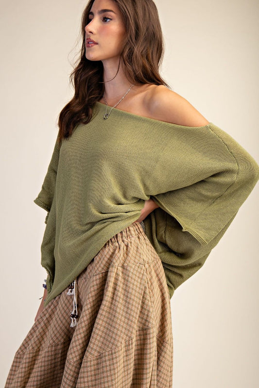 BOAT NECK KNITTED SWEATER