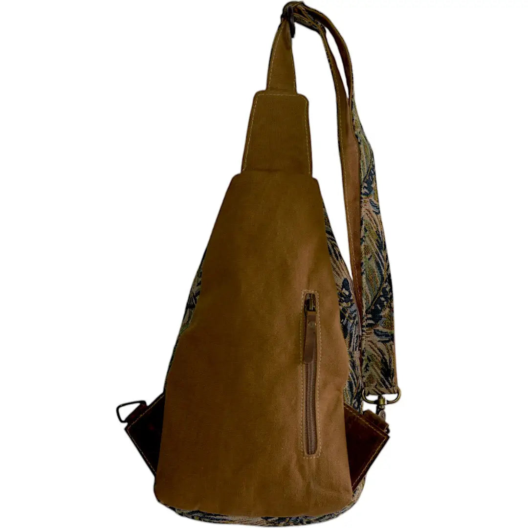 Eembish Boho Tapestry and Cowhide Sling bag