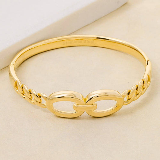 Stainless Steel Solid Curb Chain Hinge Bangle Bracelet: G