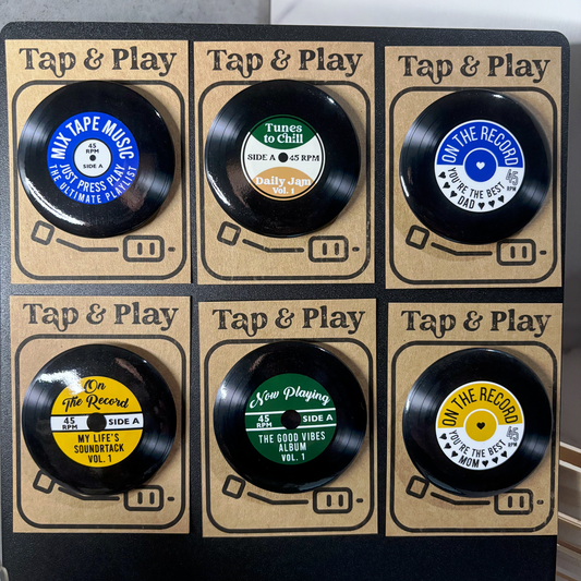 Tap and Play | Scannable Vinyl Record Magnets: Spinning Faith and Love / Magnet