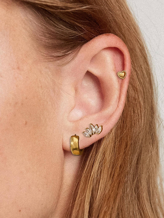 Anouk 18K Gold Non-Tarnish Hearts, Hoops &CZ Earring: Yellow Gold