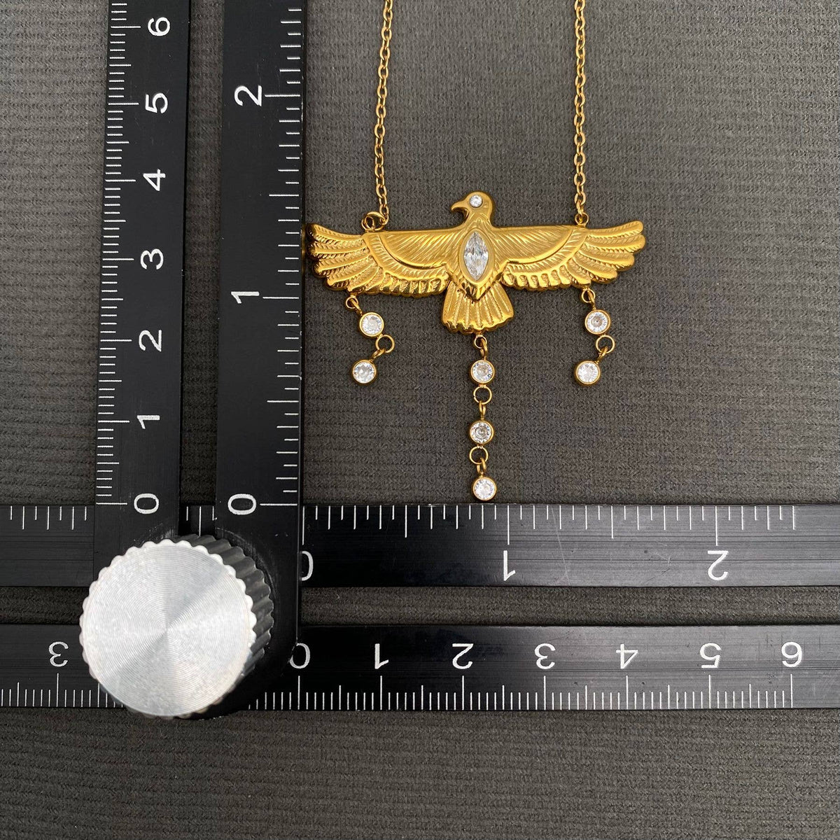 Zircon Inlaid Bird Charm 18K Golden S.Steel Necklace - FGS