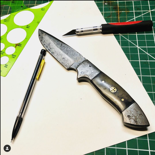 TD-005 Damascus Steel full tang dyed Bone grip handle