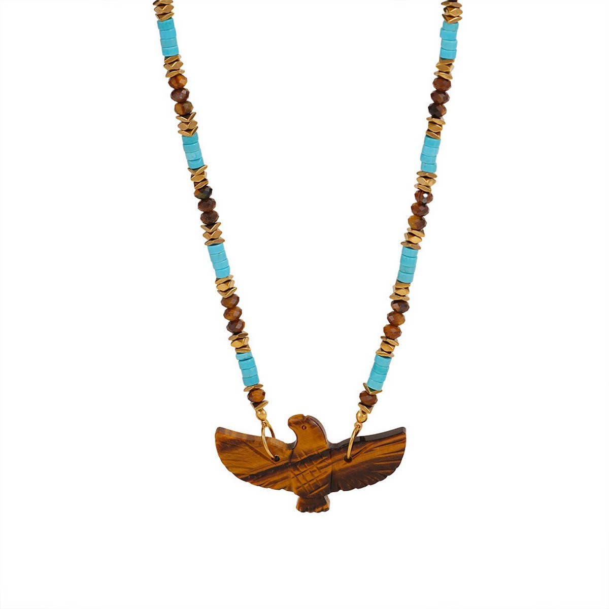 Handmade Eagle Necklace with Gemstone Beads_CWMM7532: TYPE2 / (OS) 1