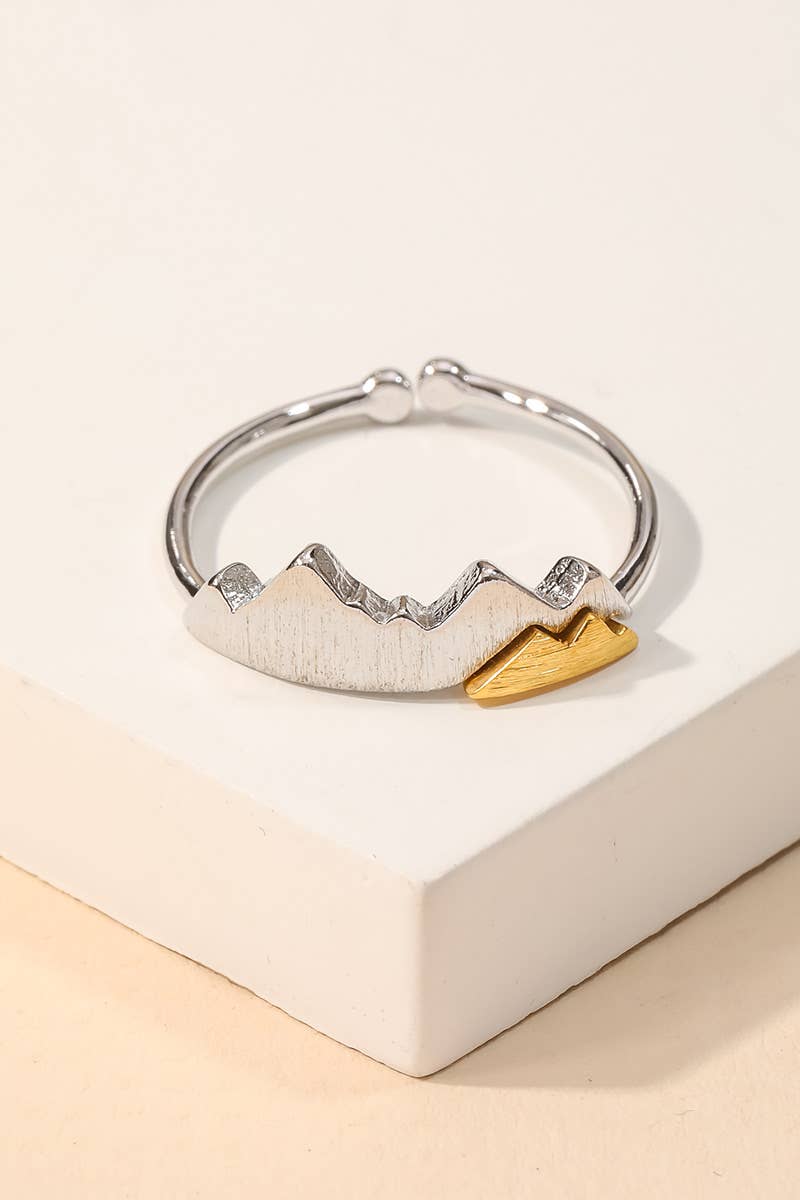 Gold Dipped Two Toned Mountain Adjustable Ring: S