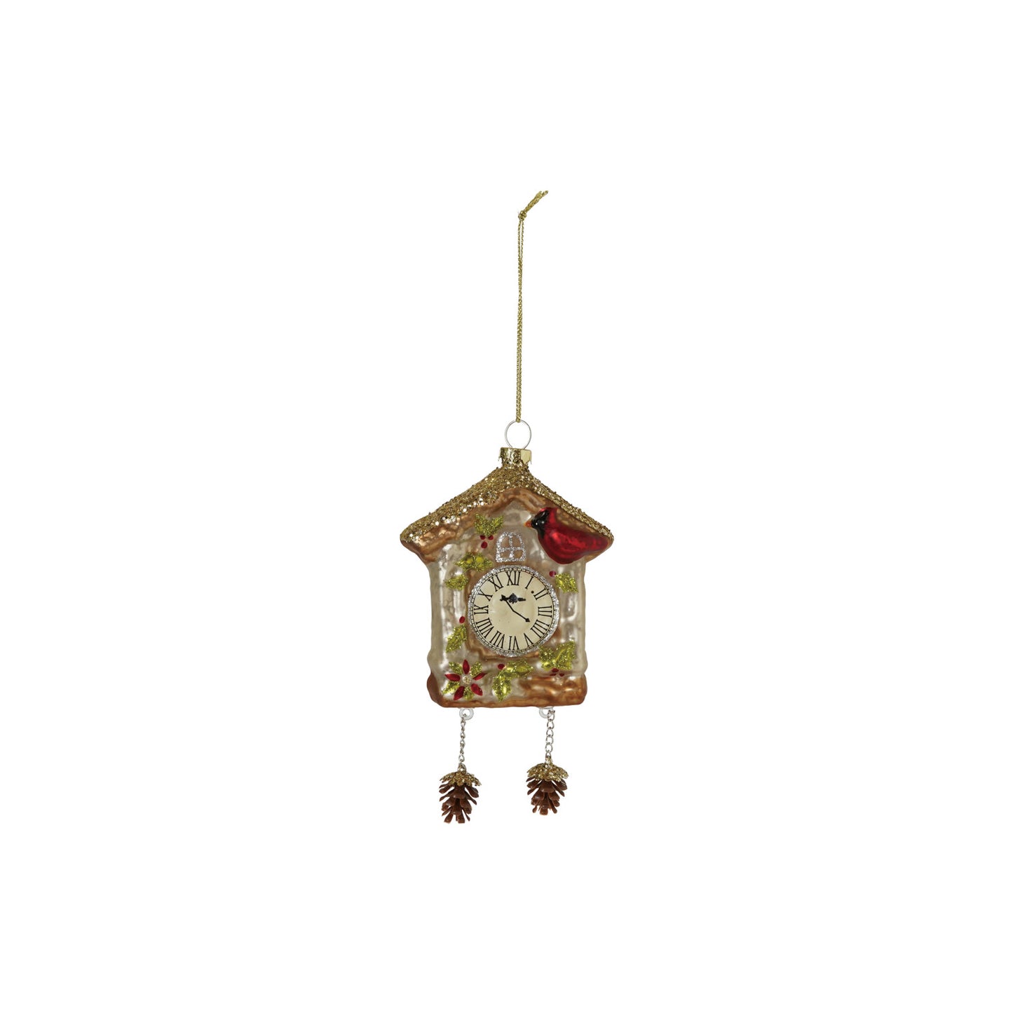 Hand-Painted Mercury Glass Cuckoo Clock Ornament