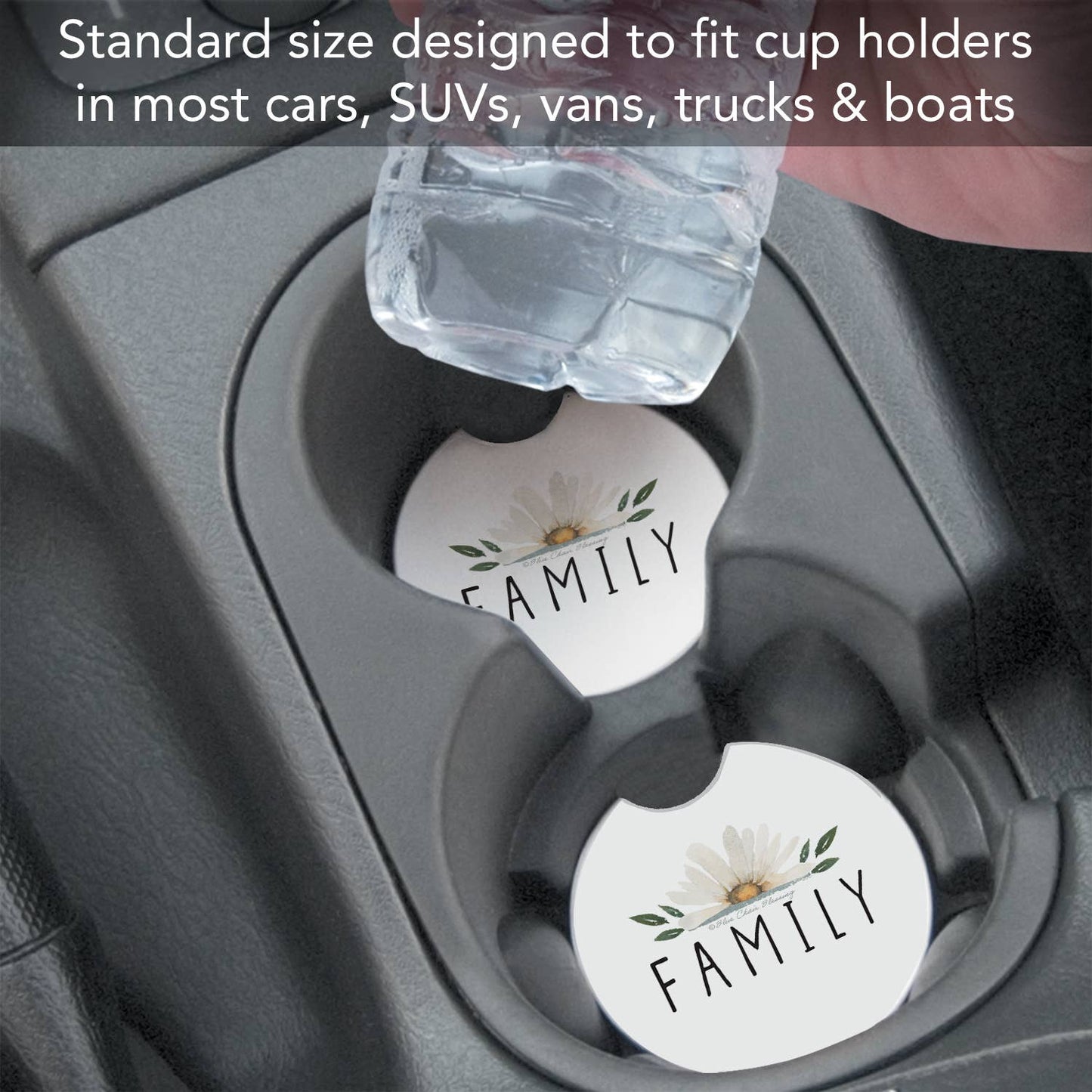 "Family Floral" Absorbent Stone Car Coaster 1pk