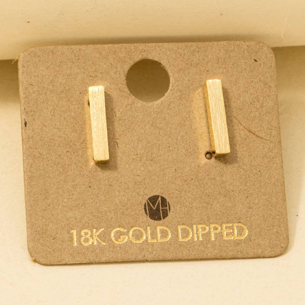 Gold Dipped Dainty Mini Bar Stud Earrings: G