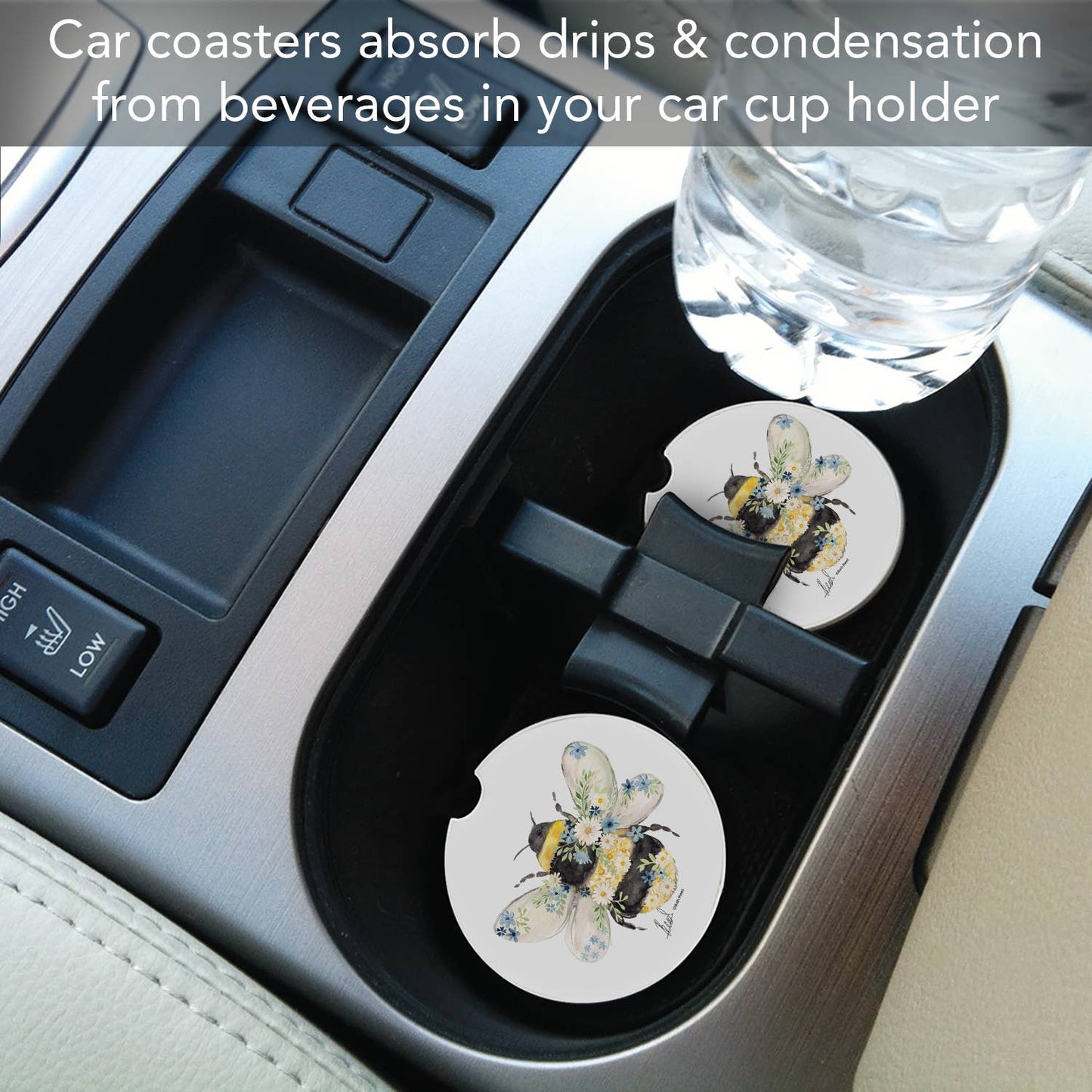 "Beautiful Bee" Absorbent Stone Car Coaster