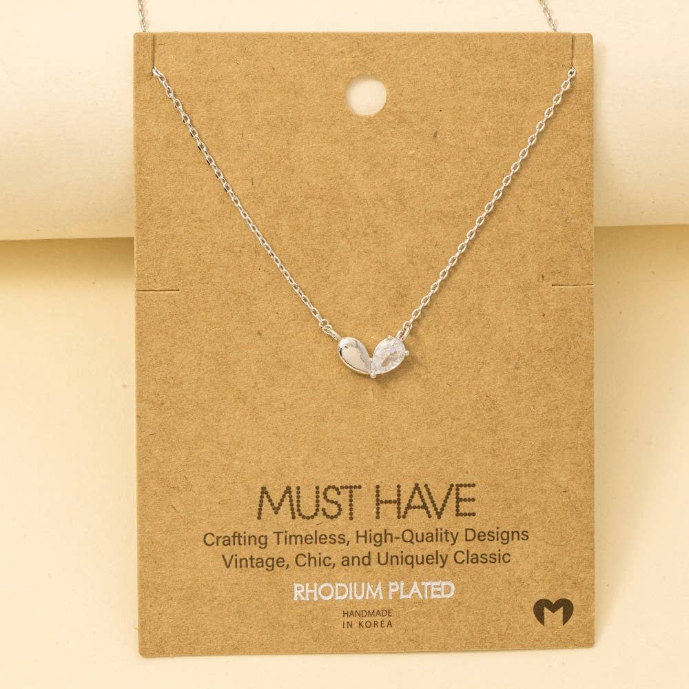 Gold Dipped Cz Heart Shape Pendant Necklace: G