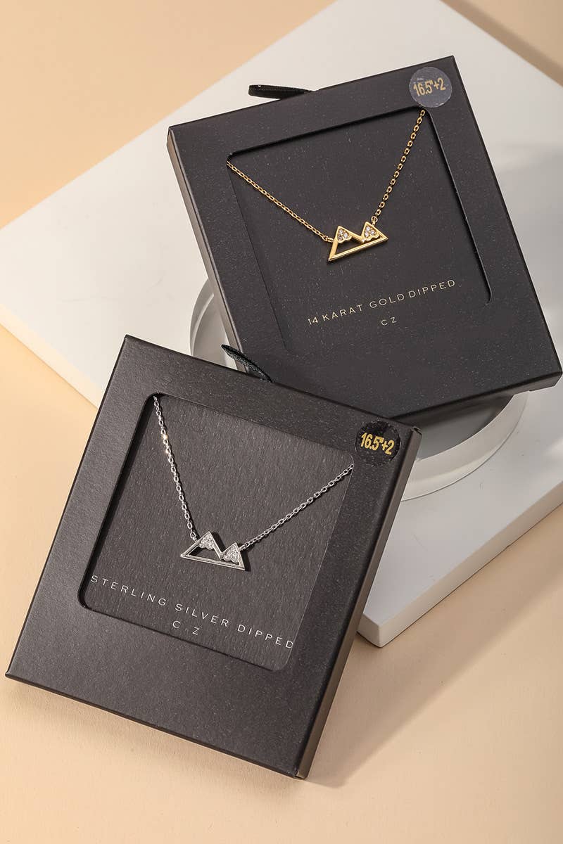 Secret Box Gold Dipped Mountain Pendant Necklace: GD