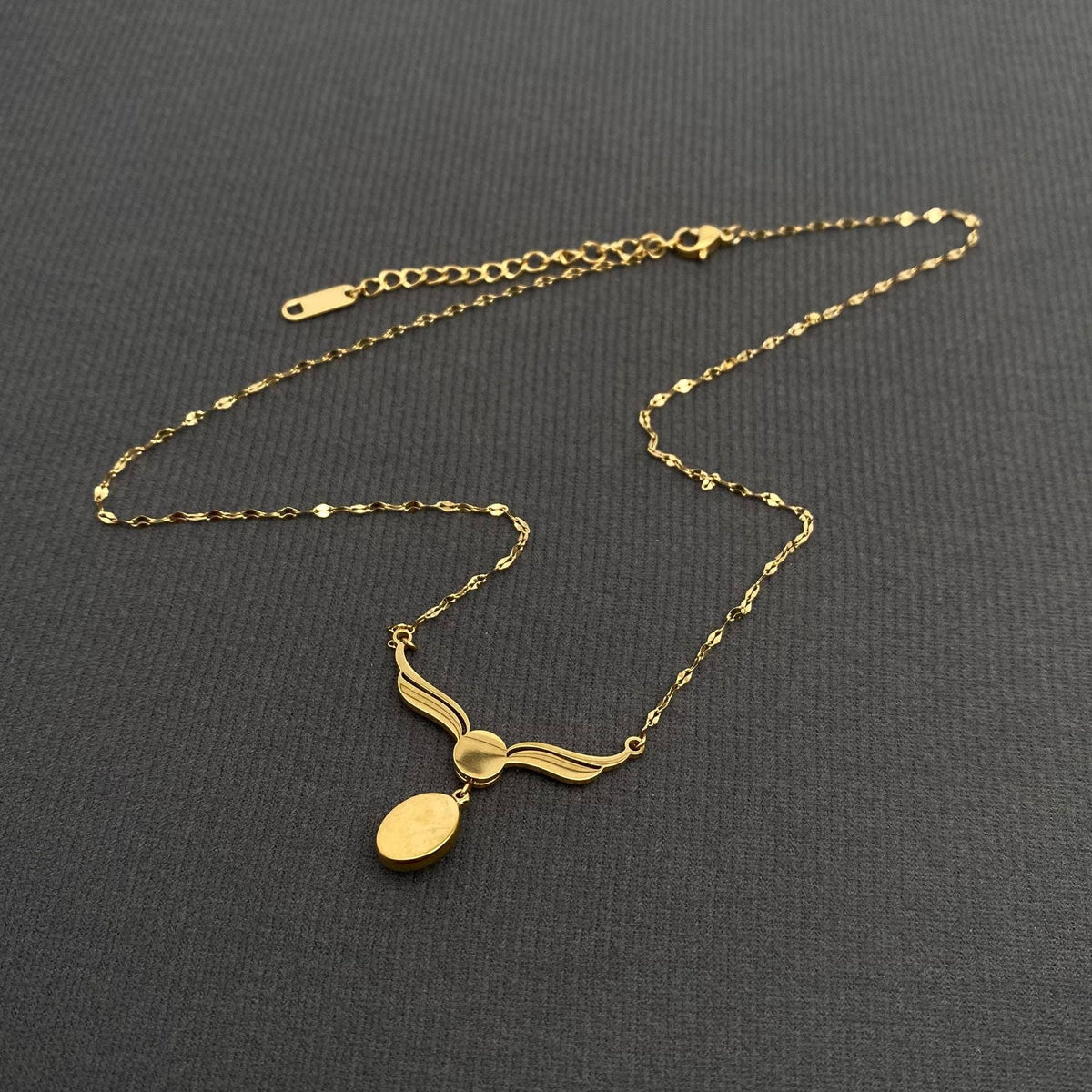 Pearl inlaid Wing charm 18K Gold Plated SS Necklace - FGS