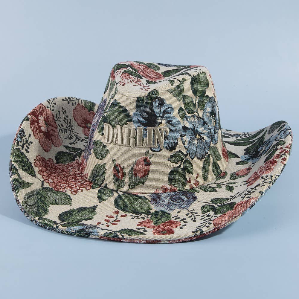 Darlin Embroidered Floral Tapestry Cowboy Hat: 3