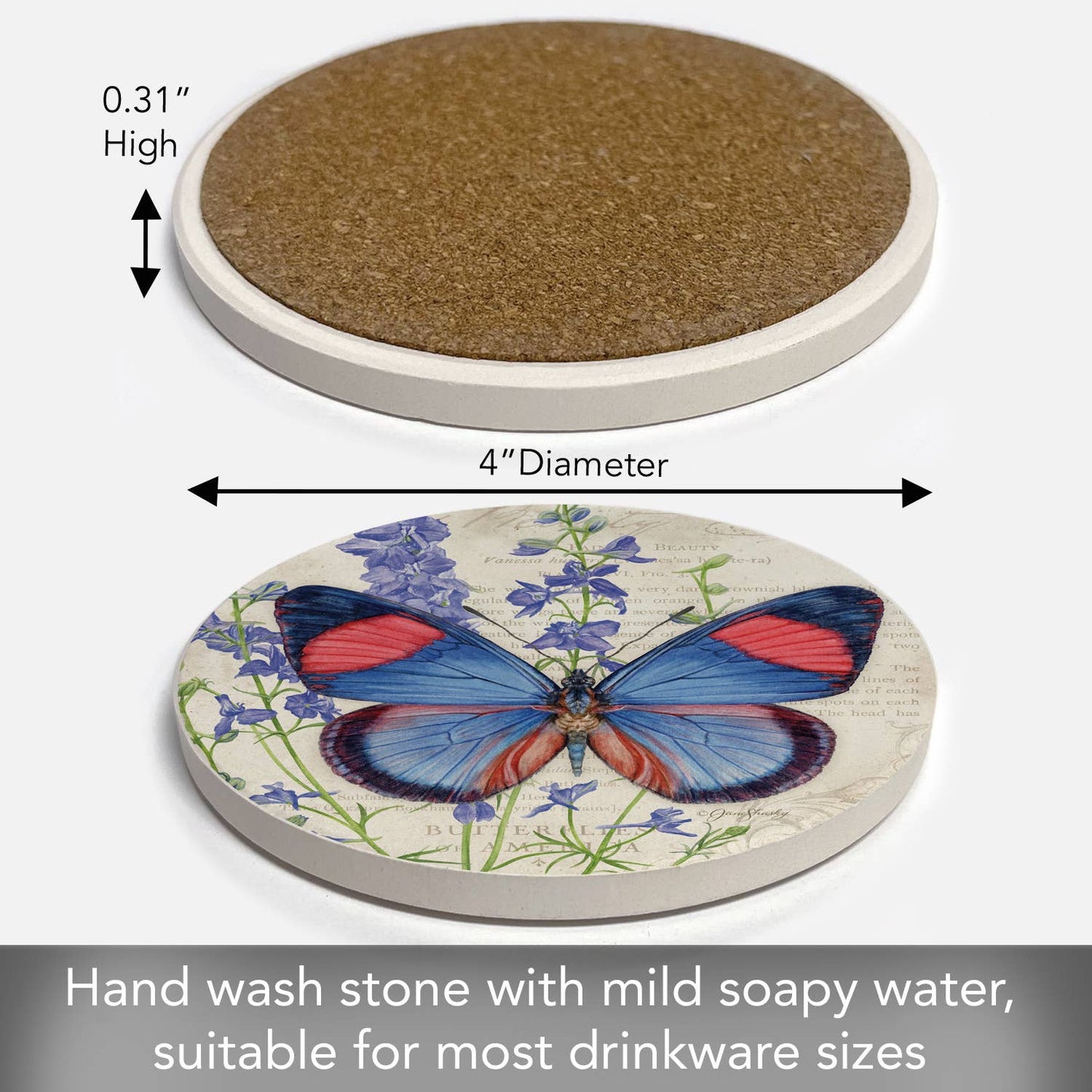Painted Beauty Butterfly Round Single Absorbent Coaster
