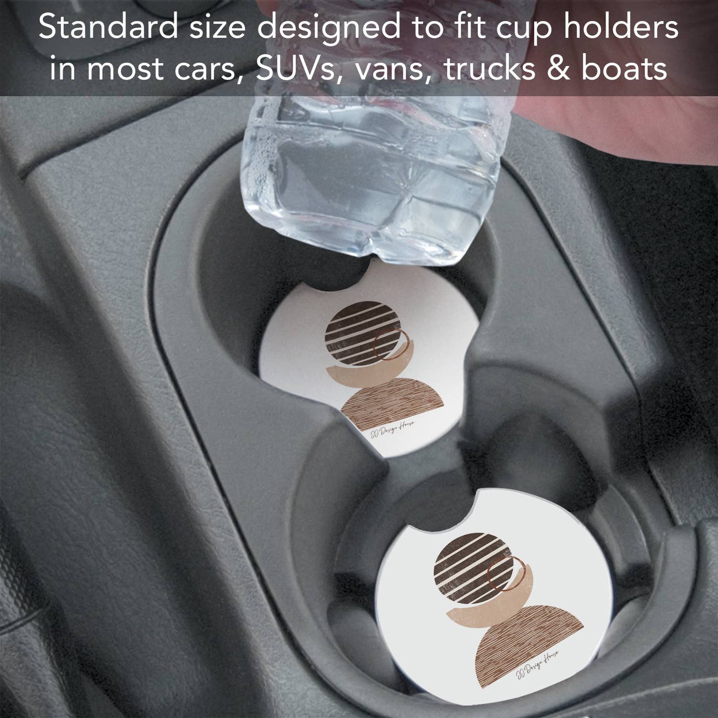 "Geo Mocha" Absorbent Stone Car Coaster 1pk