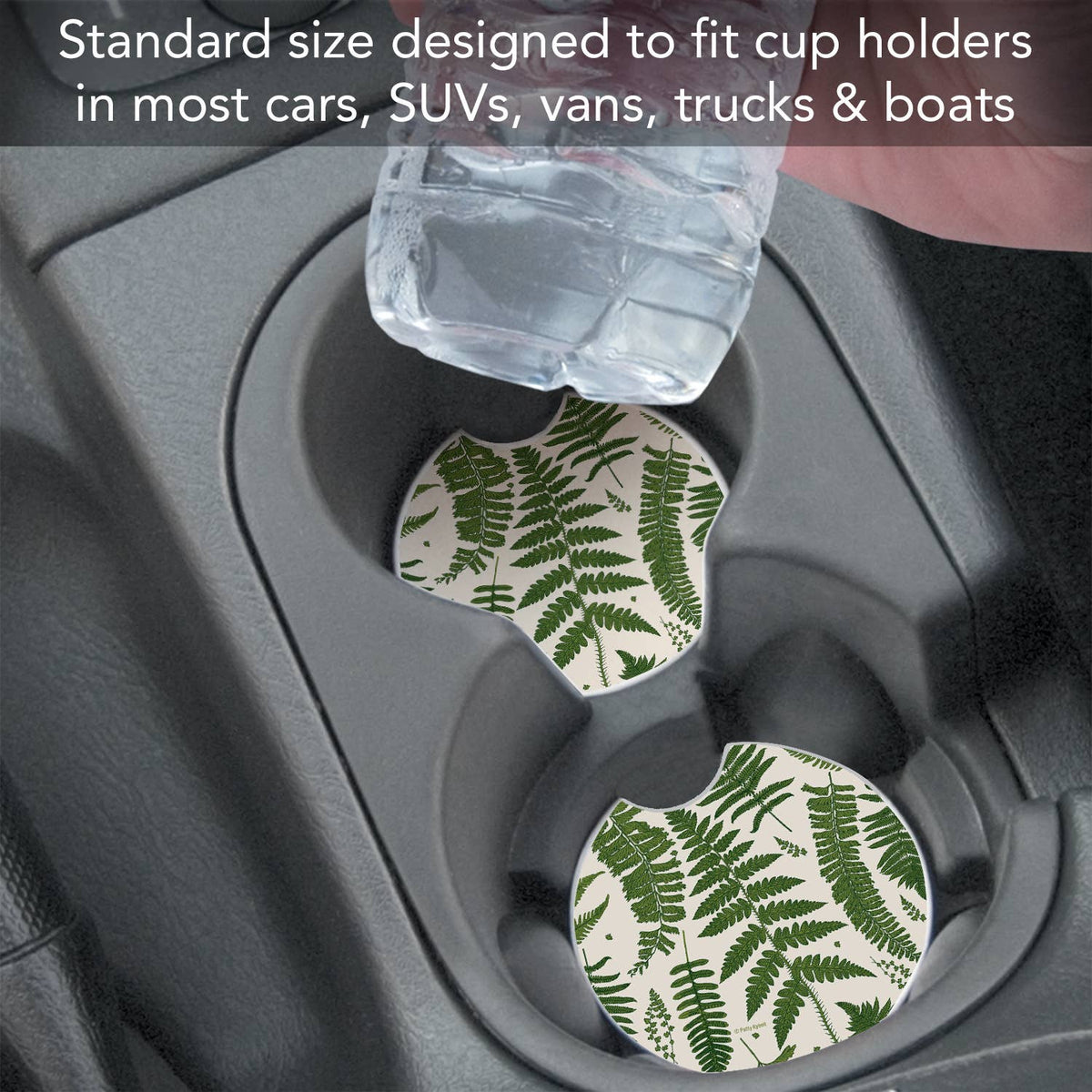 "Natural Ferns" Absorbent Stone Car Coaster 1pk