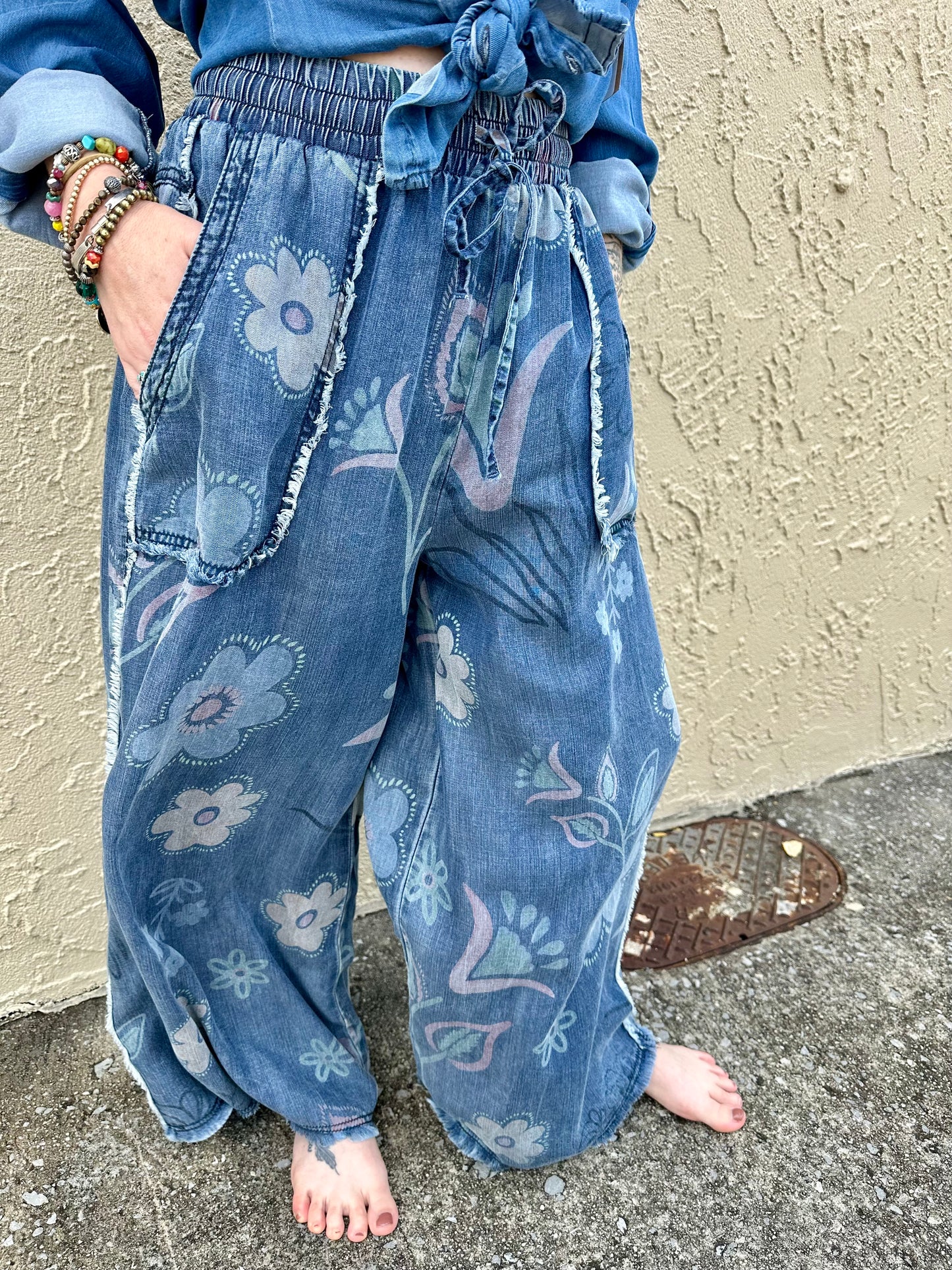 Floral Chambray Pants