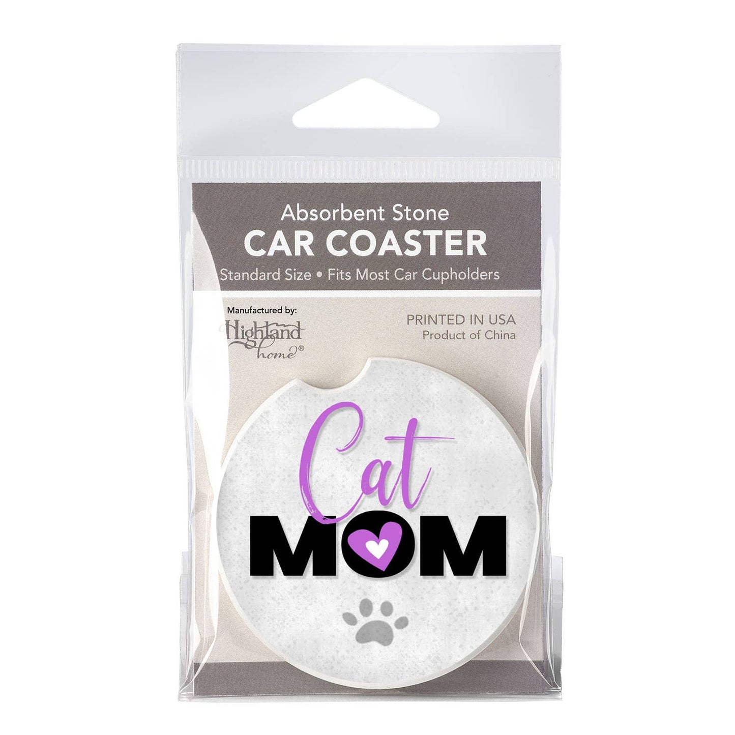Cat Mom Absorbent Stone Car Coaster 1 Pk