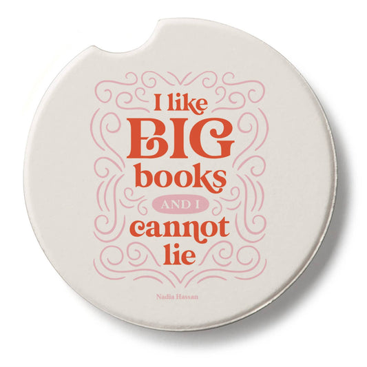 "I Like Big Books" Single Packaged Stone Car Coaster