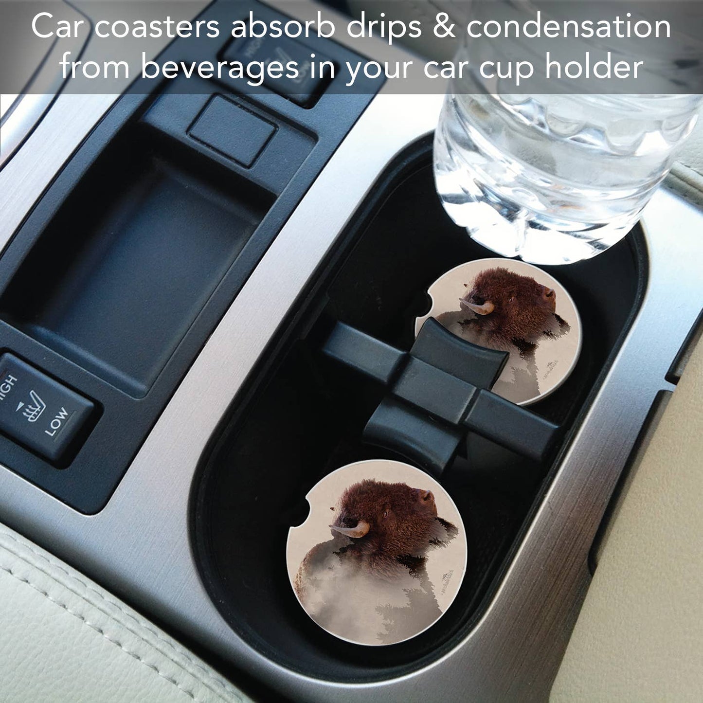 Thirstystone "Buffalo Scene" Absorbent Stone Car Coaster