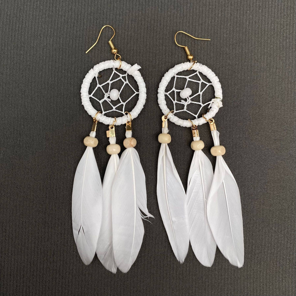 Multi-style White Feather Fringe Dangle Earrings: B